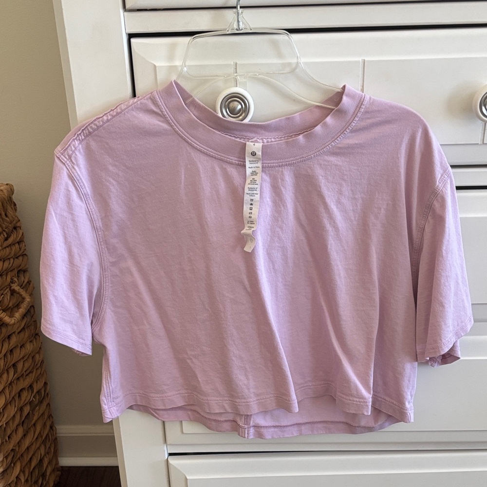 Lululemon Athletica Light Purple Cropped Tee, 4. Great condition!